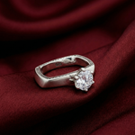 Load image into Gallery viewer, Classic 925 Sterling Silver Engagement Ring with Sparkling Halo Design