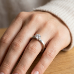 Load image into Gallery viewer, Classic 925 Sterling Silver Engagement Ring with Sparkling Halo Design