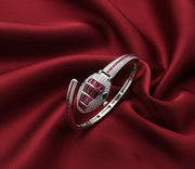 Women's 925 Sterling Silver Snake Shape Watch with Bracelet Kada