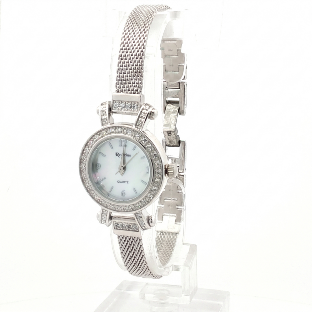 Women's 925 Sterling Silver Round Watch with Bracelet Belt