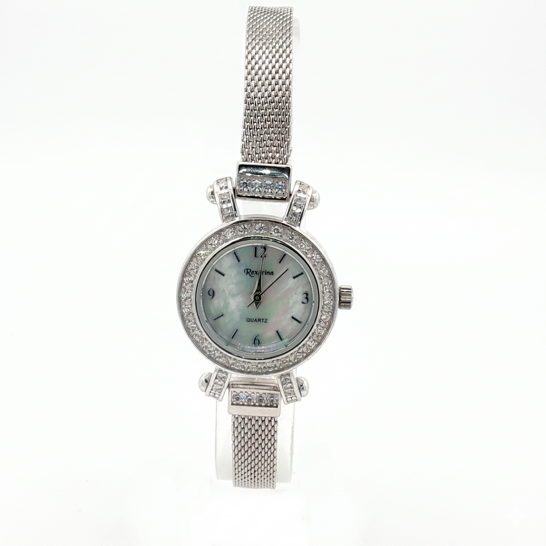 Women's 925 Sterling Silver Round Watch with Bracelet Belt