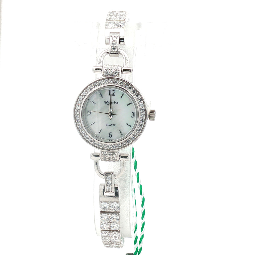 Premium 925 Sterling Silver Crystal Studded Watch for Women