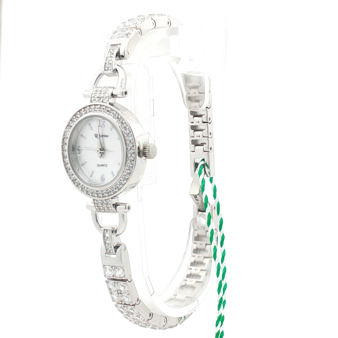 Premium 925 Sterling Silver Crystal Studded Watch for Women