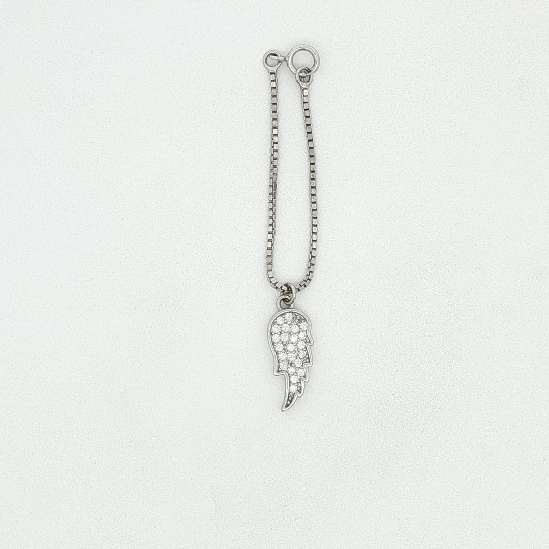 925 Sterling Silver CZ Angel Wing Charm For Women's