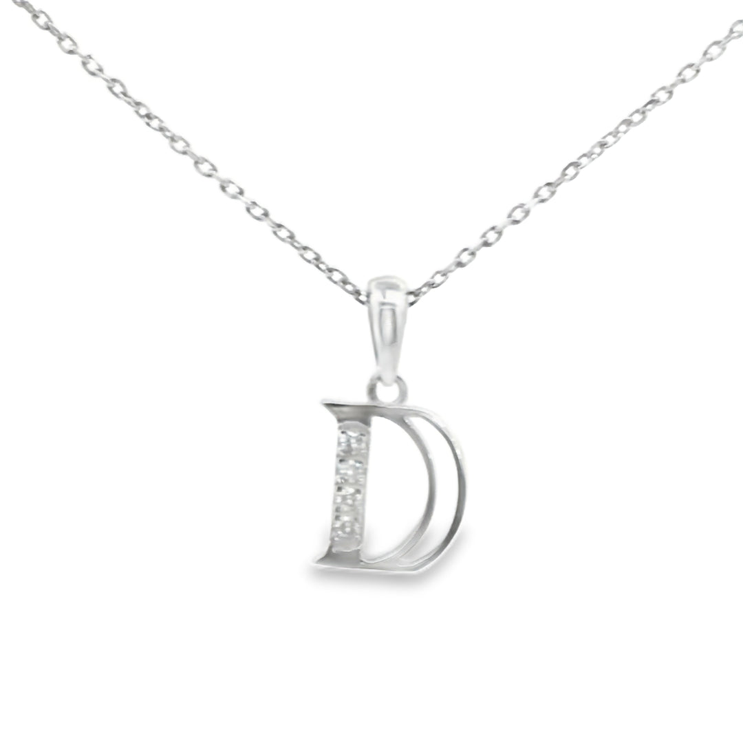 925 Sterling Silver Alphabet D Pendant Necklace with Adjustable Length