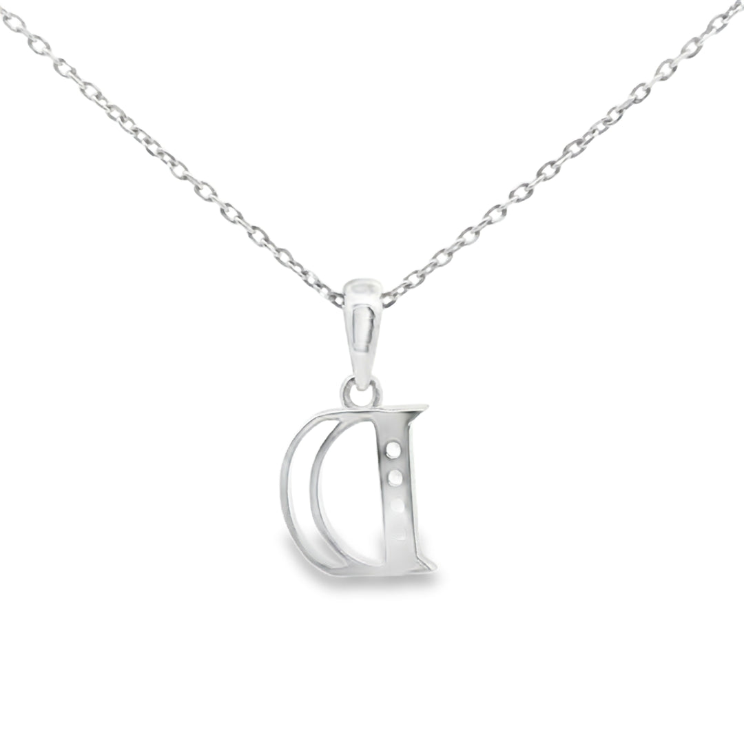 925 Sterling Silver Alphabet D Pendant Necklace with Adjustable Length