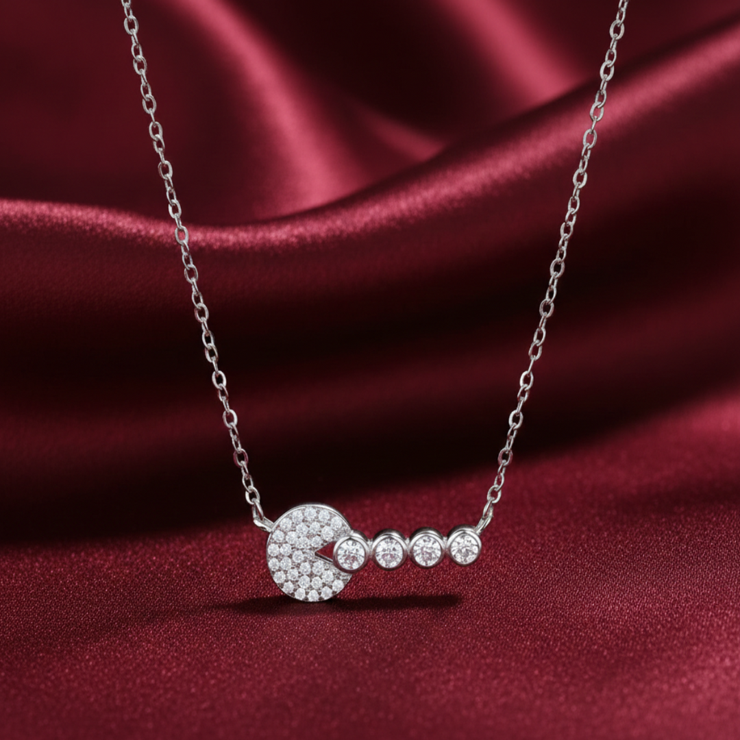 Pacman Inspired 925 Silver Necklace