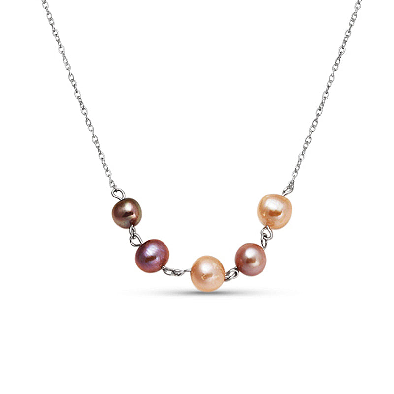 Multi Colored Pearl 925 Silver Necklace