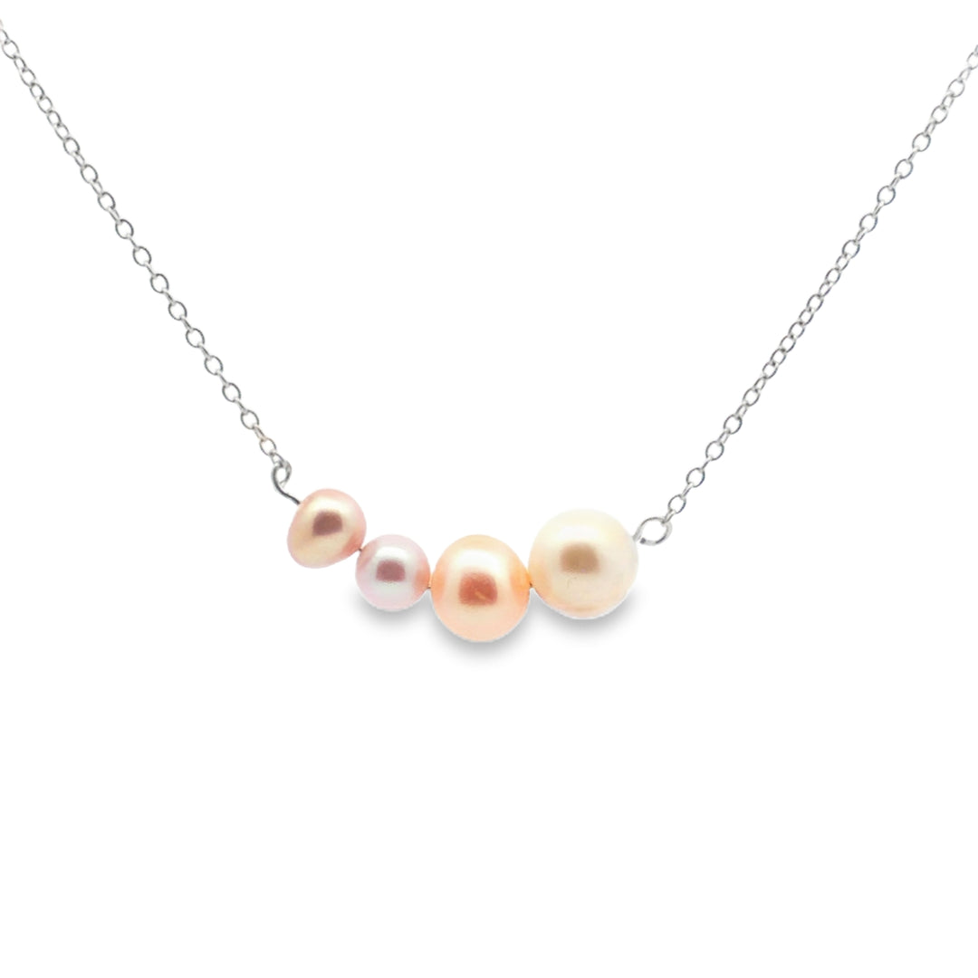 Pink Pearly Graduating 925 Silver Necklace
