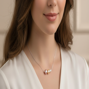 Tri Color Graduating Cultured Pearl 925 Starling Silver Necklace. With adjustable length