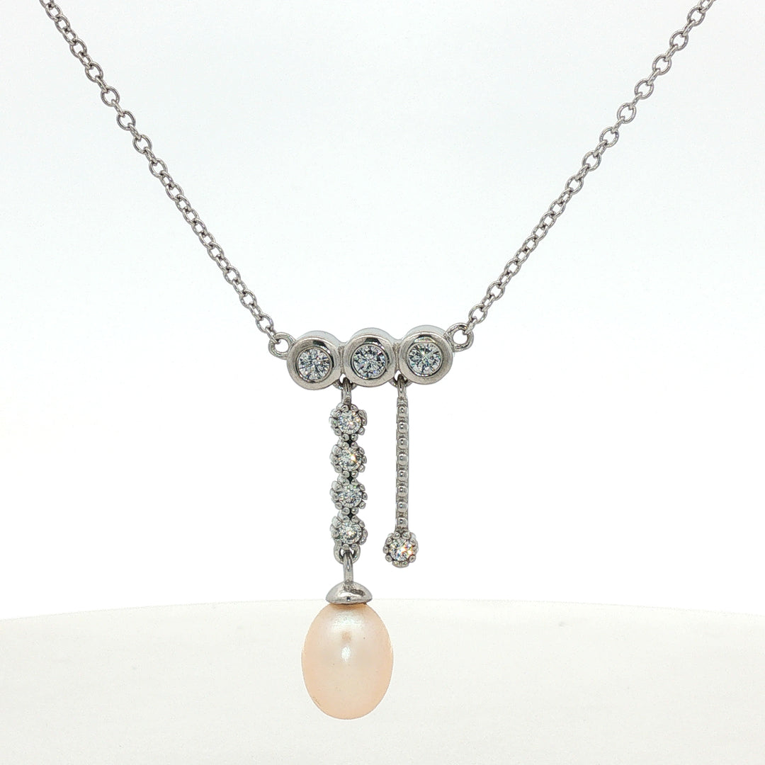 Luxury 925 Silver Pearl Necklace for Girls & Women 10 Inch