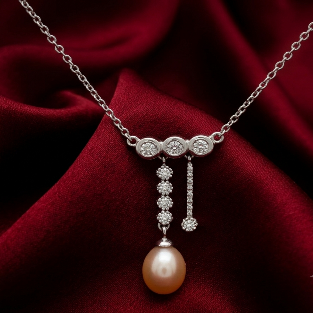 Luxury 925 Silver Pearl Necklace for Girls & Women 10 Inch