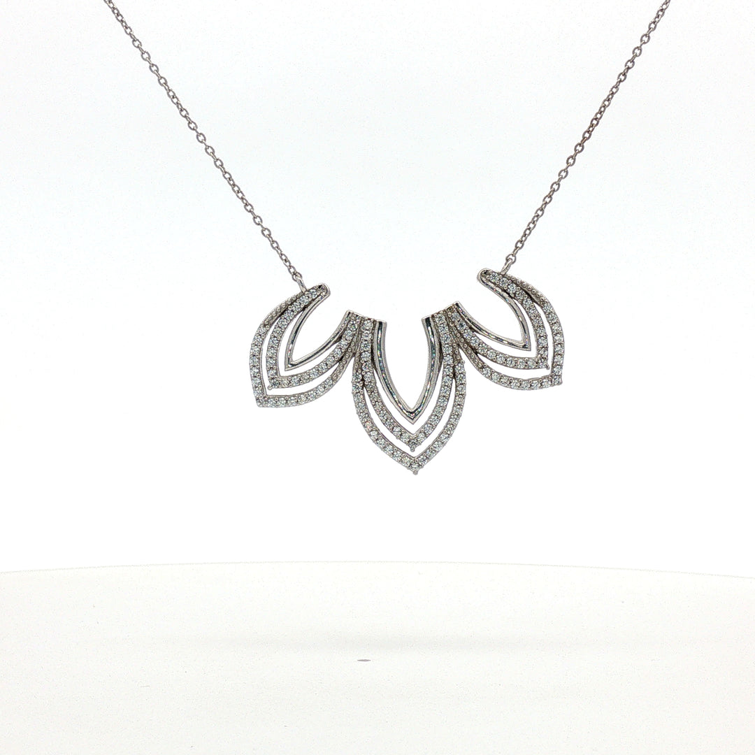 Luxury 925 Sterling Silver Crystal Flower Pendant with Chain