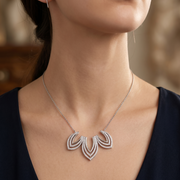 Luxury 925 Sterling Silver Crystal Flower Pendant with Chain