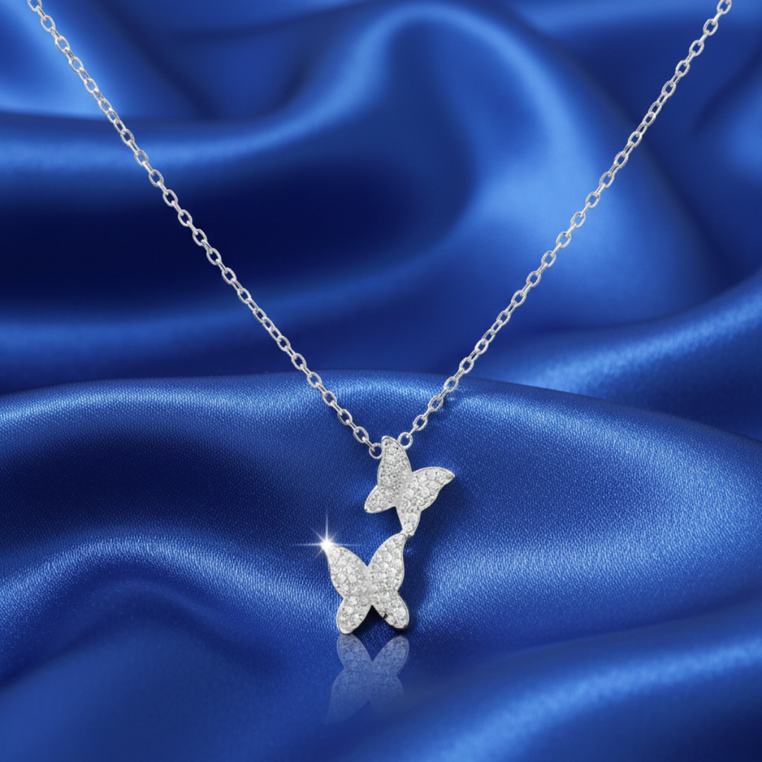 925 Sterling Silver Butterfly Pendant Necklace with Adjustable Length