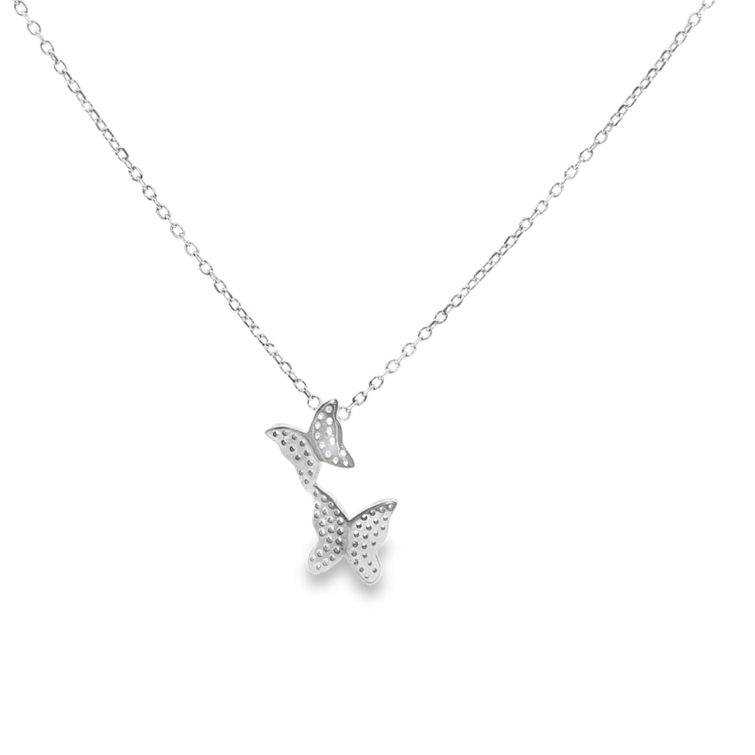 925 Sterling Silver Butterfly Pendant Necklace with Adjustable Length