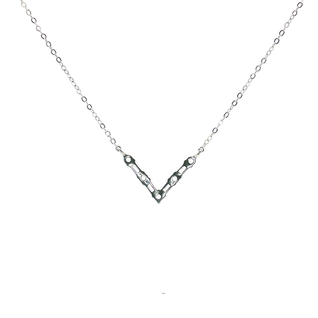 925 Sterling Silver V Shape Pendant Necklace with Adjustable Length