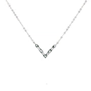925 Sterling Silver V Shape Pendant Necklace with Adjustable Length