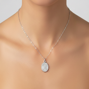925 Sterling Silver Round Shape Pendant Necklace with Adjustable Length