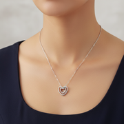 925 Sterling Silver Heart Shape Pendant Necklace with Adjustable Length
