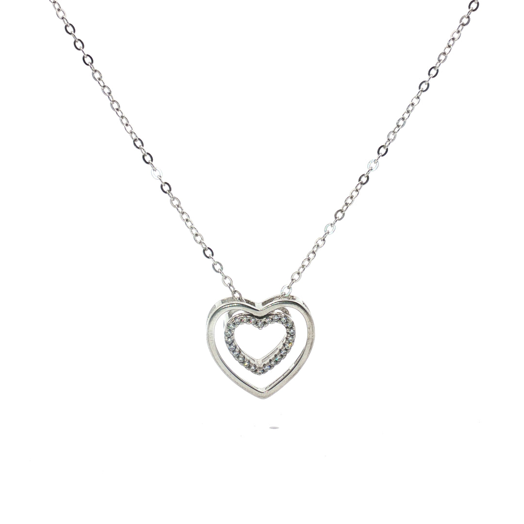 925 Sterling Silver Heart Shape Pendant Necklace with Adjustable Length