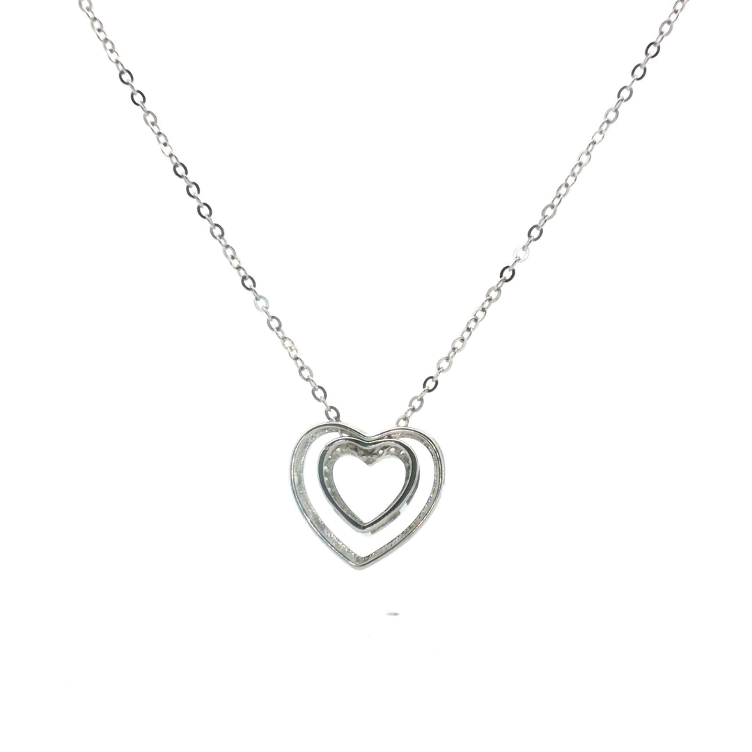925 Sterling Silver Heart Shape Pendant Necklace with Adjustable Length