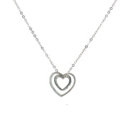 925 Sterling Silver Heart Shape Pendant Necklace with Adjustable Length