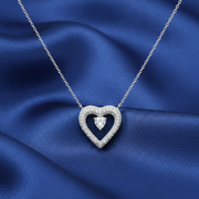 925 Sterling Silver Heart Shape Pendant Necklace with Adjustable Length