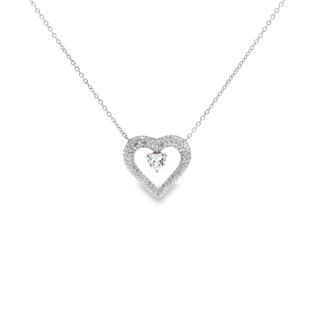 925 Sterling Silver Heart Shape Pendant Necklace with Adjustable Length