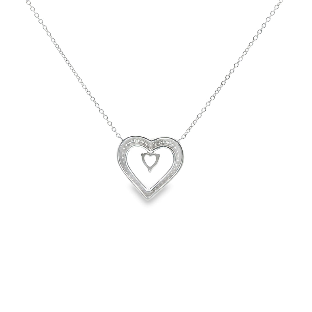 925 Sterling Silver Heart Shape Pendant Necklace with Adjustable Length