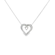 925 Sterling Silver Heart Shape Pendant Necklace with Adjustable Length