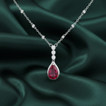 Load image into Gallery viewer, 925 Sterling Silver Ruby Stone Pendant Necklace with Adjustable Length