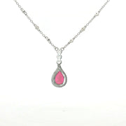 925 Sterling Silver Ruby Stone Pendant Necklace with Adjustable Length
