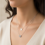 Load image into Gallery viewer, 925 Sterling Silver Double Layered Pendant Necklace with Adjustable Length