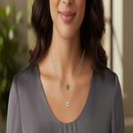 Load image into Gallery viewer, 925 Sterling Silver Double Layered Pendant Necklace with Adjustable Length