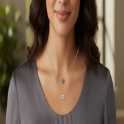 925 Sterling Silver Double Layered Pendant Necklace with Adjustable Length