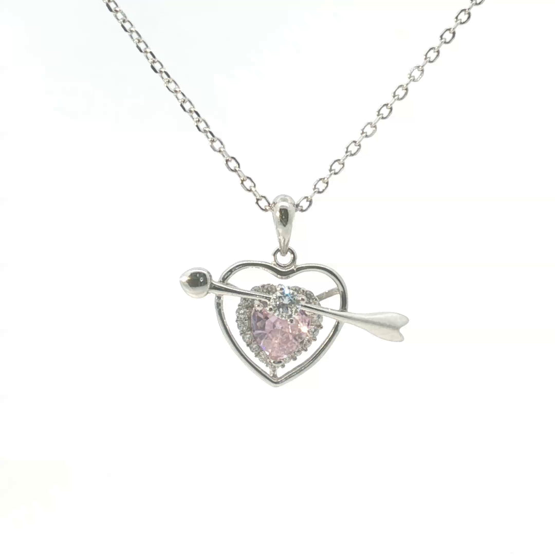 925 Sterling Silver Heart Shape Pendant Necklace with Adjustable Length