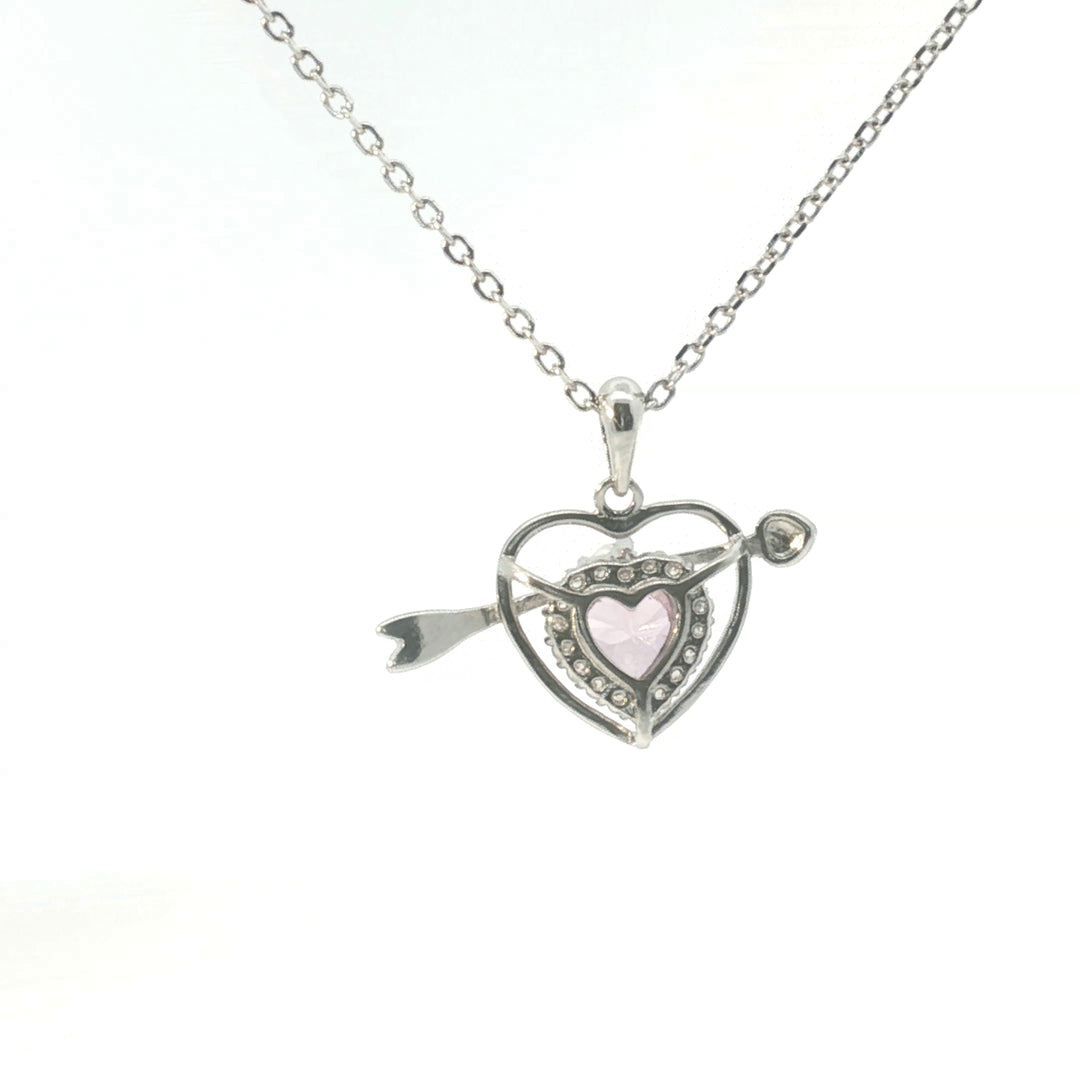 925 Sterling Silver Heart Shape Pendant Necklace with Adjustable Length
