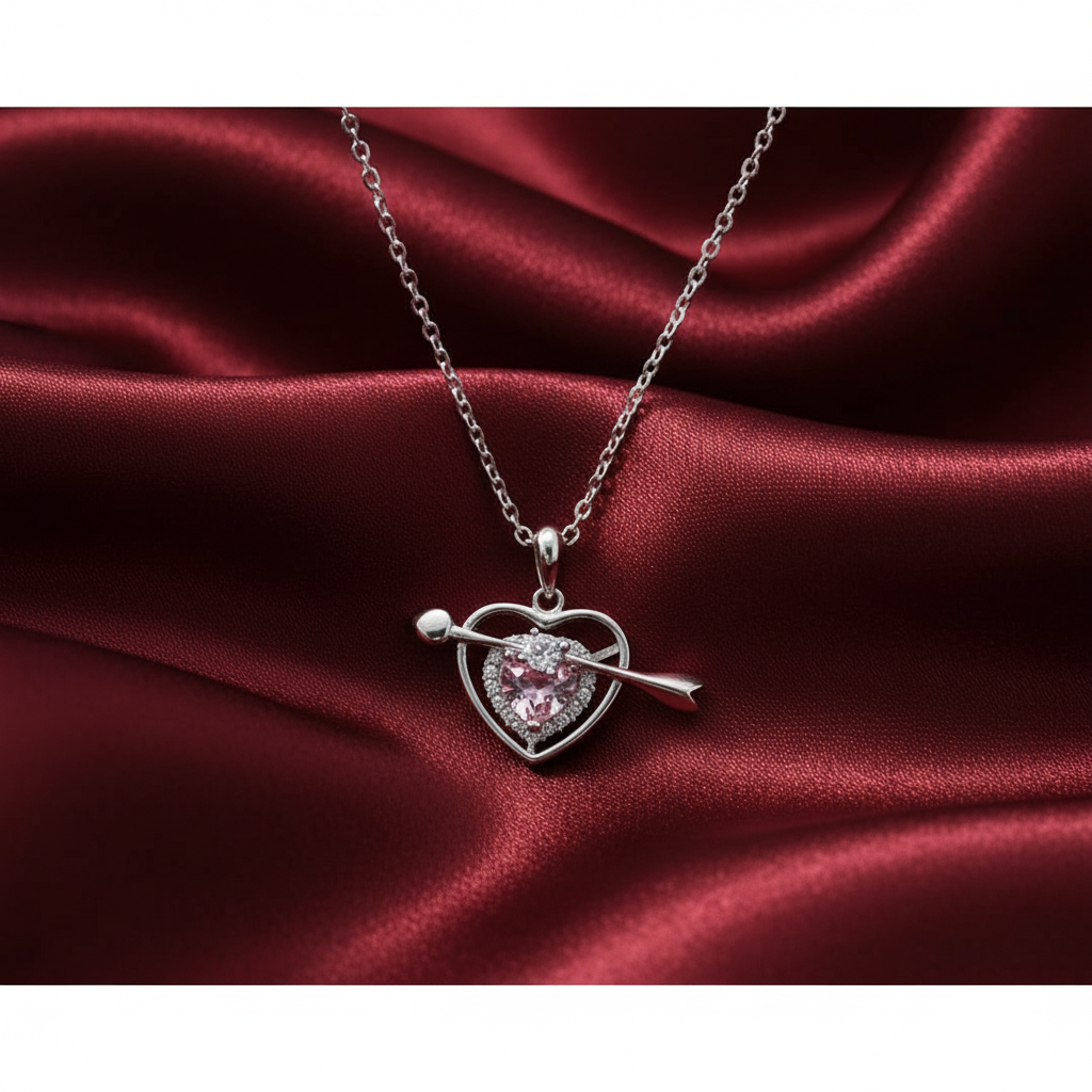 925 Sterling Silver Heart Shape Pendant Necklace with Adjustable Length