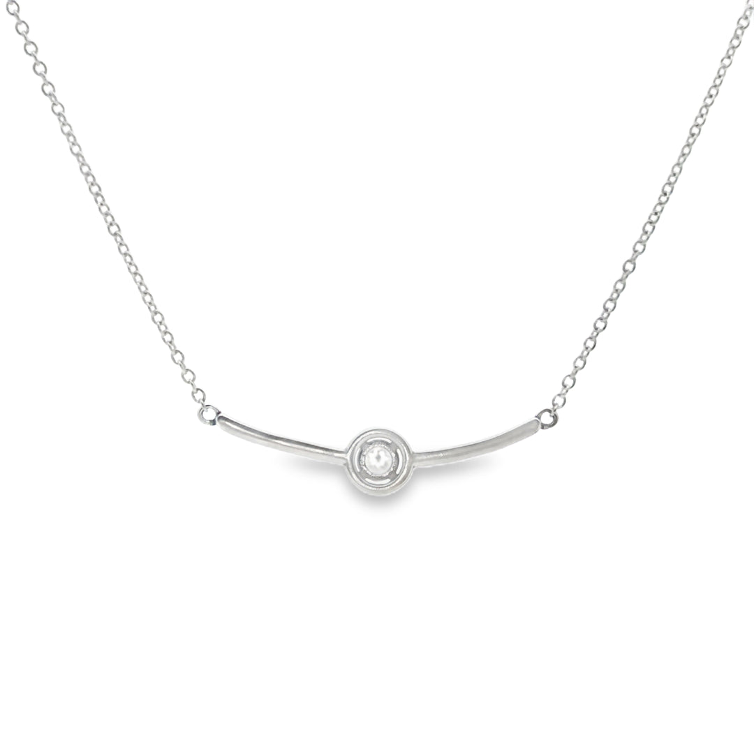 925 Sterling Silver Halo Pendant Chain Necklace with Adjustable Length