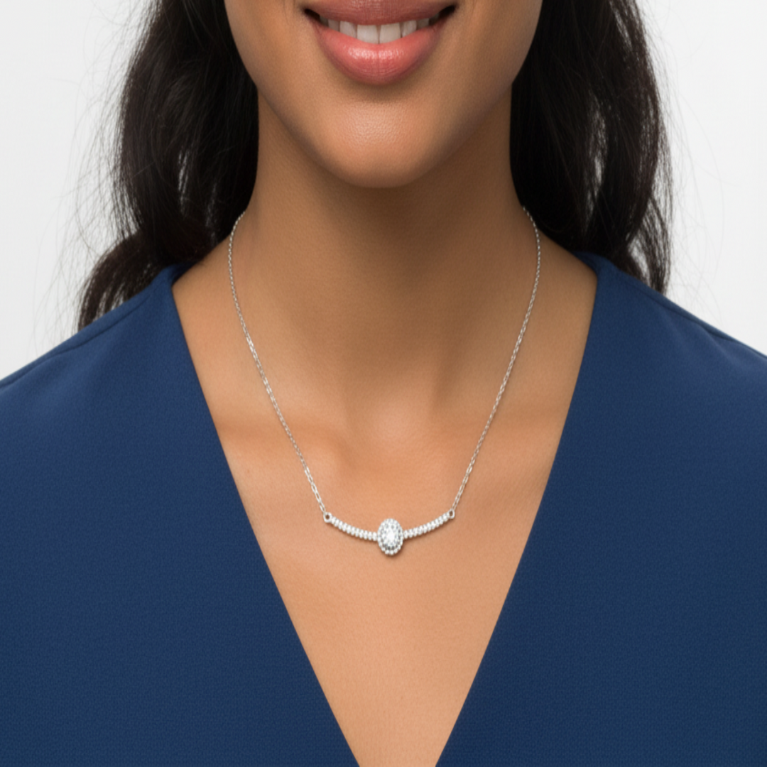 Pushpa Flower Studs 925 Silver Earrings & Pendant Chain Necklace Combo