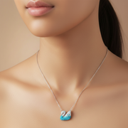 Swan Necklace Blue 925 Sterling Silver With Chain