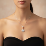 Load image into Gallery viewer, 925 Sterling Silver Classic Fan Pendant Necklace with Adjustable Length For Women