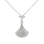 Load image into Gallery viewer, 925 Sterling Silver Classic Fan Pendant Necklace with Adjustable Length For Women
