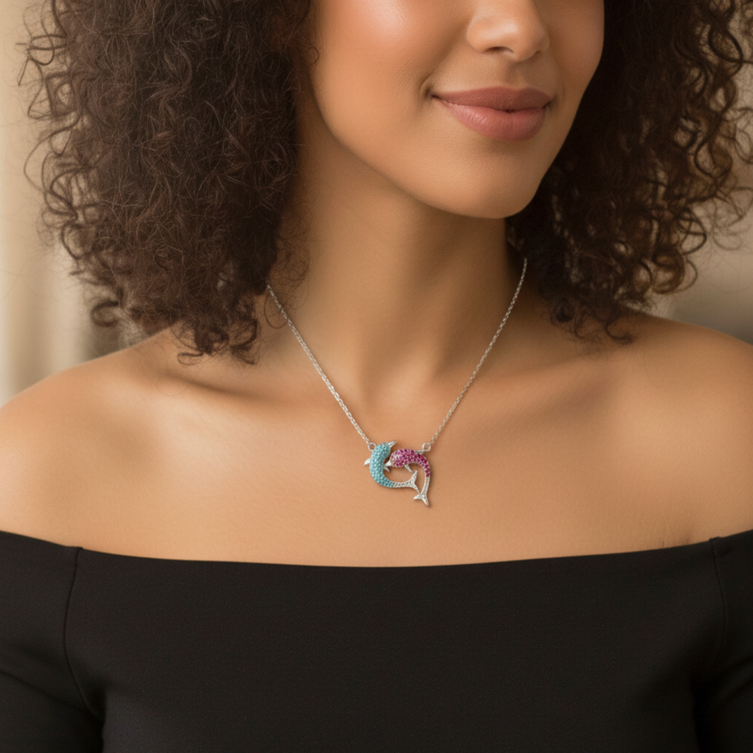 925 Sterling Silver Classic Fish Pendant Necklace with Adjustable Length For Women