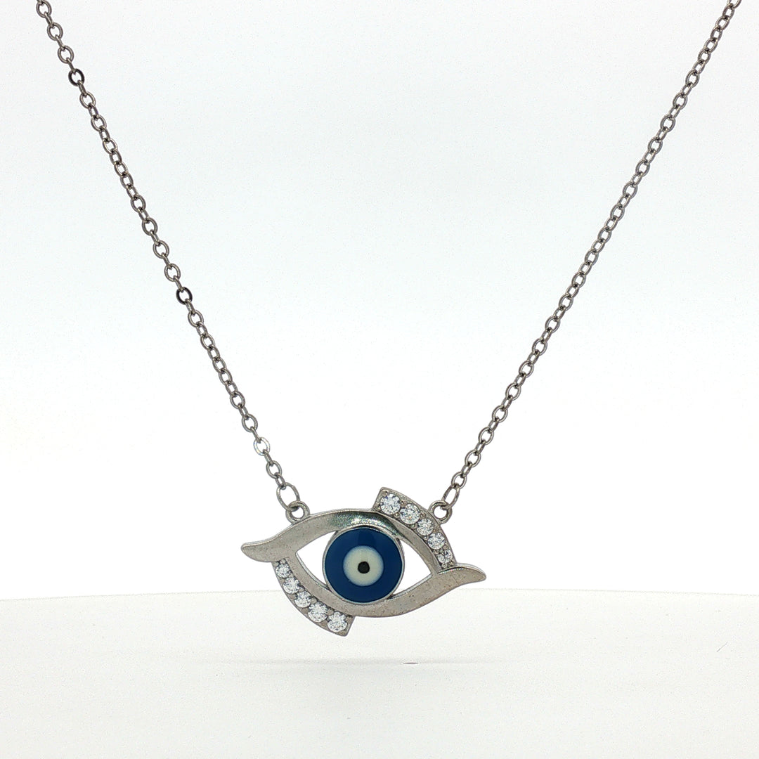 925 Sterling Silver Blue Evil Eye Pendant with Chain