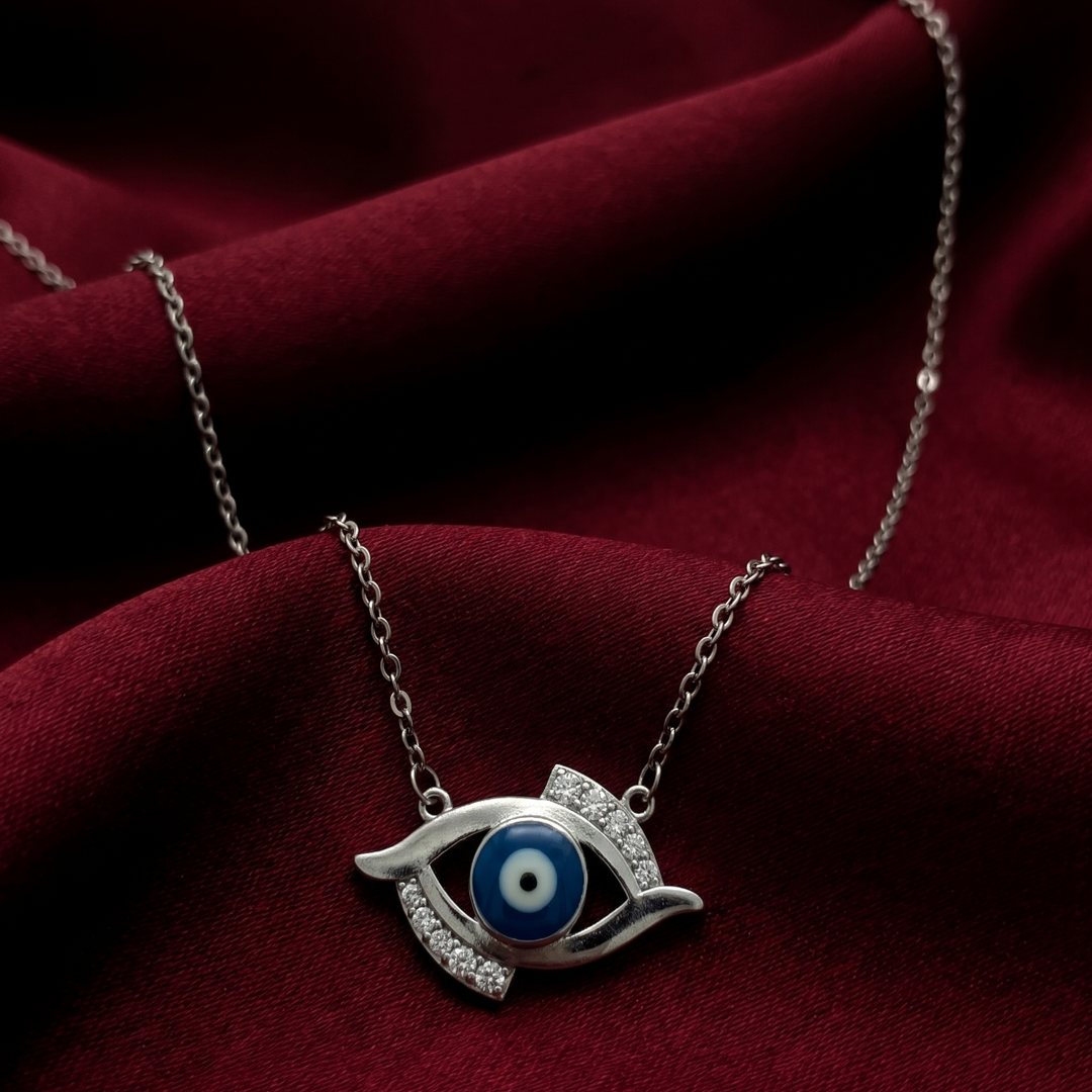925 Sterling Silver Blue Evil Eye Pendant with Chain
