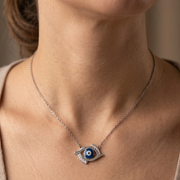 925 Sterling Silver Blue Evil Eye Pendant with Chain