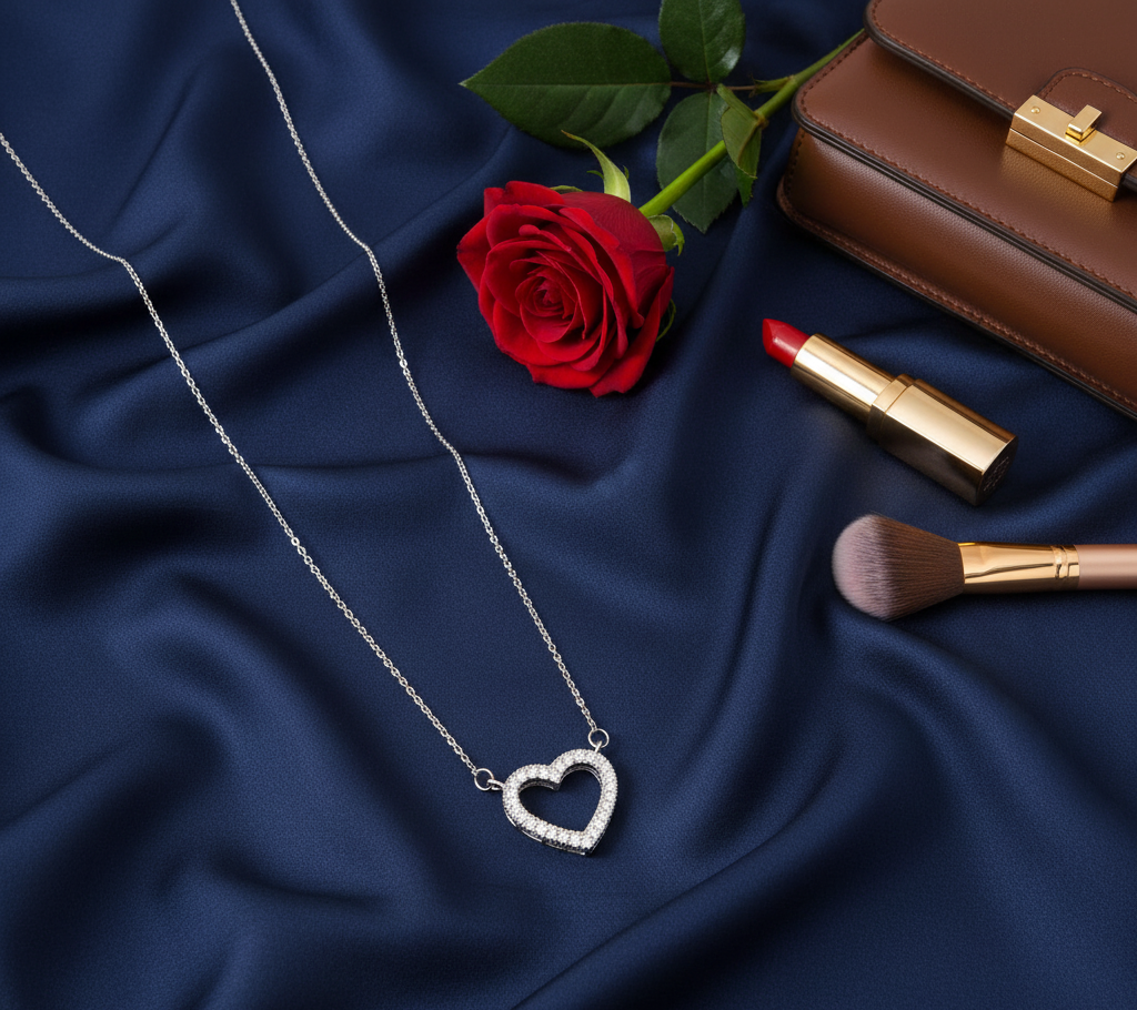 925 Sterling Silver Heart Pendant Necklace with Adjustable Length