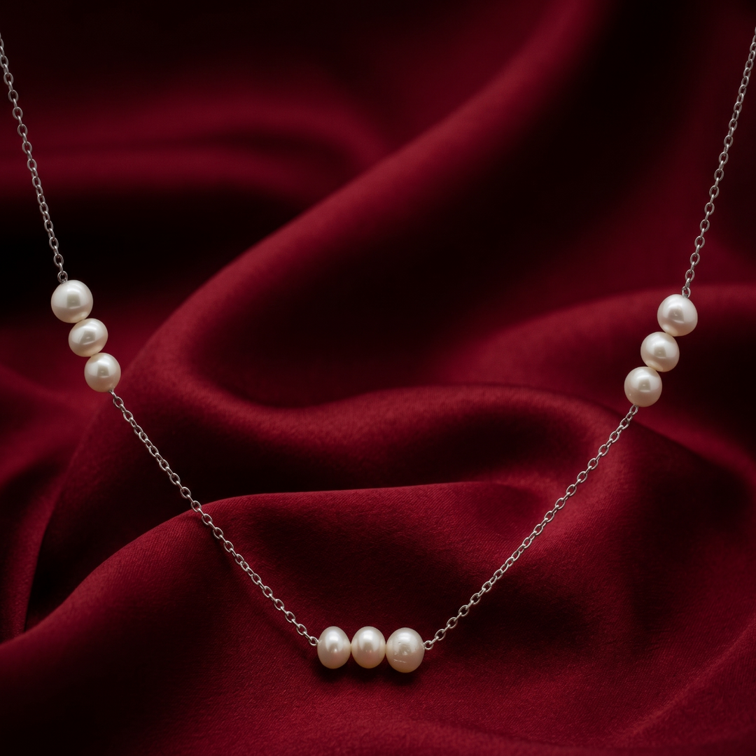 Luxury 925 Silver Pearl Necklace for Girls & Women
